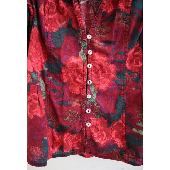 Free People OB1418154 Women's Sz Large Wine Floral Print I Found You Top - Picture 4 of 11